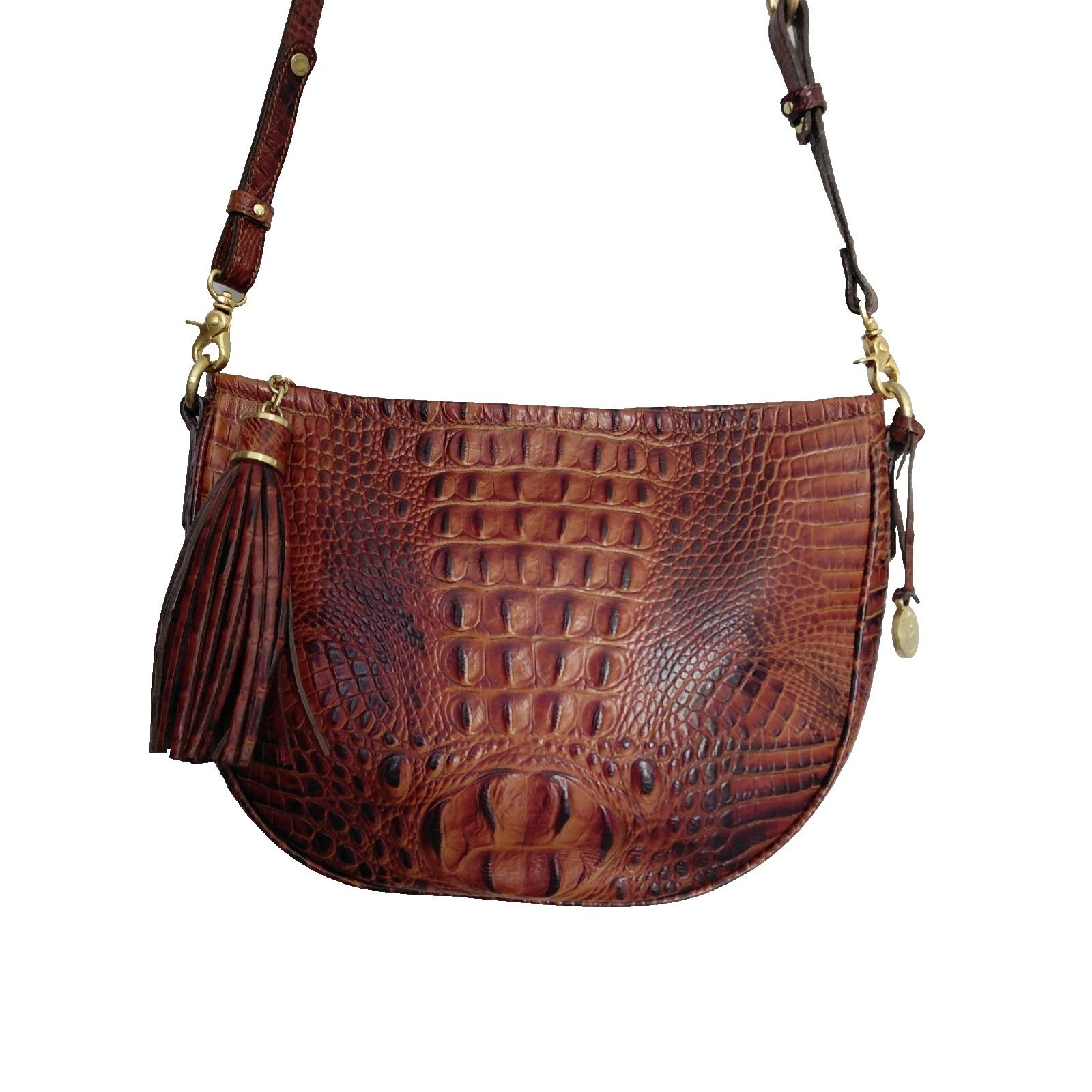 Brahmin Handbag Croc Embossed Leather Pecan Melbourne Crossbody